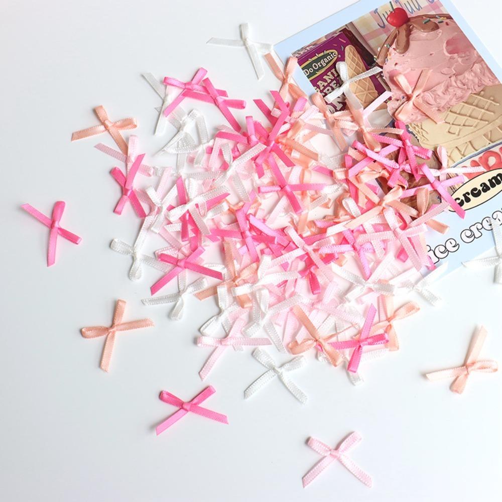100pcs Mini Ribbon Bows Solid Color Gift Wrapping Bowknot Flowers Bows Ties  DIY Craft Scrapbooking