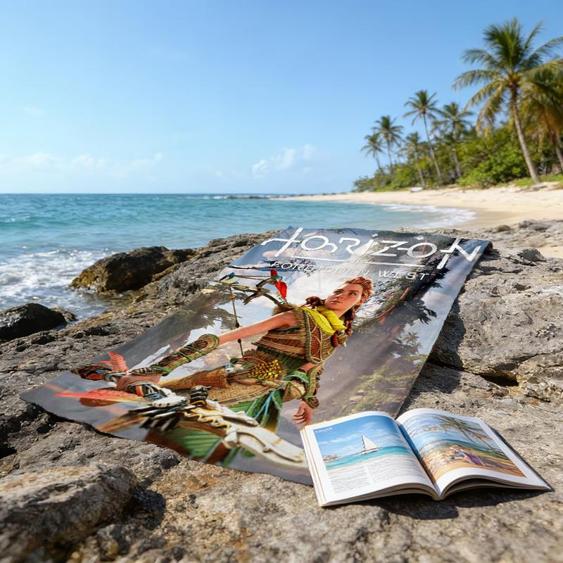 Ultra-Soft Beach Towel with Horizon Theme,Ideal for Pool - Camping, Diving - Perfect Travel Essential, Vibrant Beach Towel.