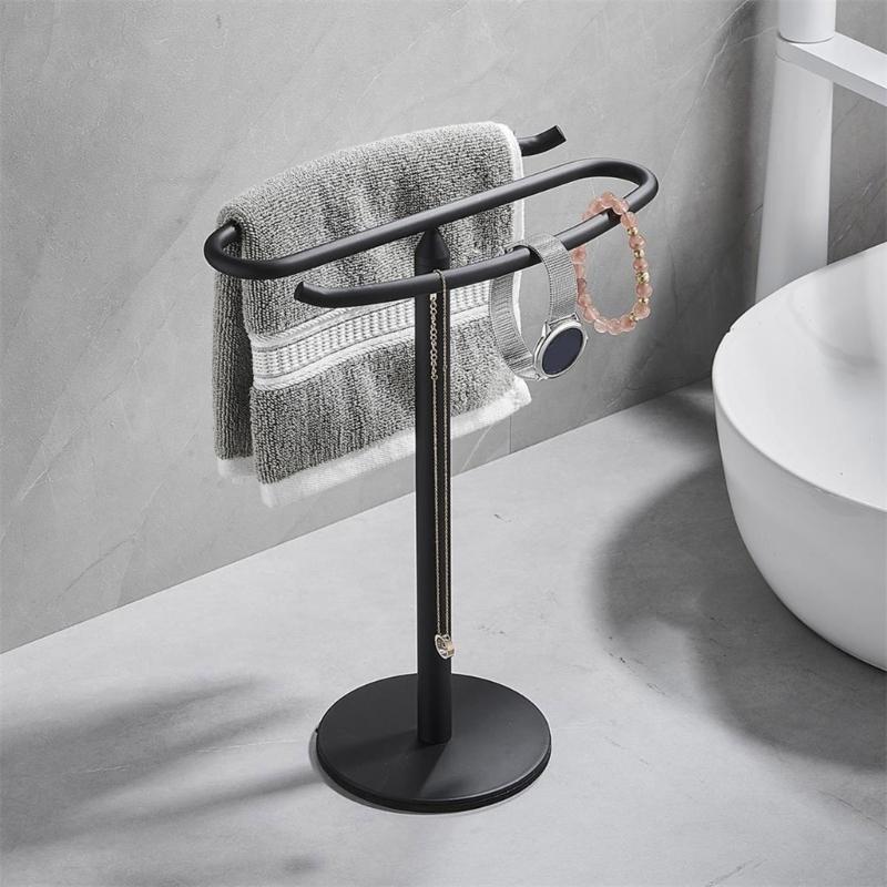 Towel Stand S Shaped Bath Towel Rack with Nonslip Base Countertop Jewelry Towel Holder for Bathroom & Kitchen Use