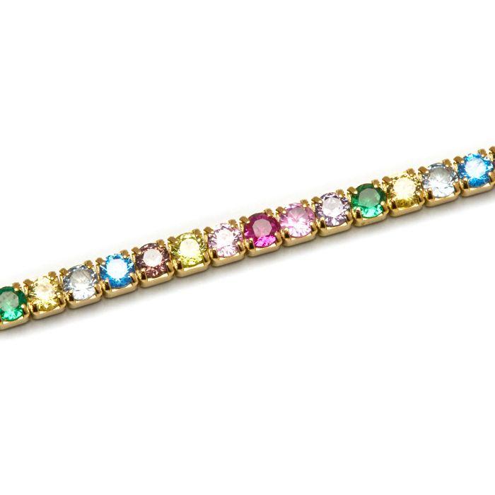 Bracelet - Luxenter - Tahu - Argent 925 - Or jaune 18K - Zircons multicolores
