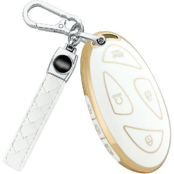 for Hyundai Key Fob Cover -2025, 5 Button Soft Full Coverage Protection Key Case for Ioniq 6 Elantra Santa Grandeur GN7 KONA Smart Key, Blue