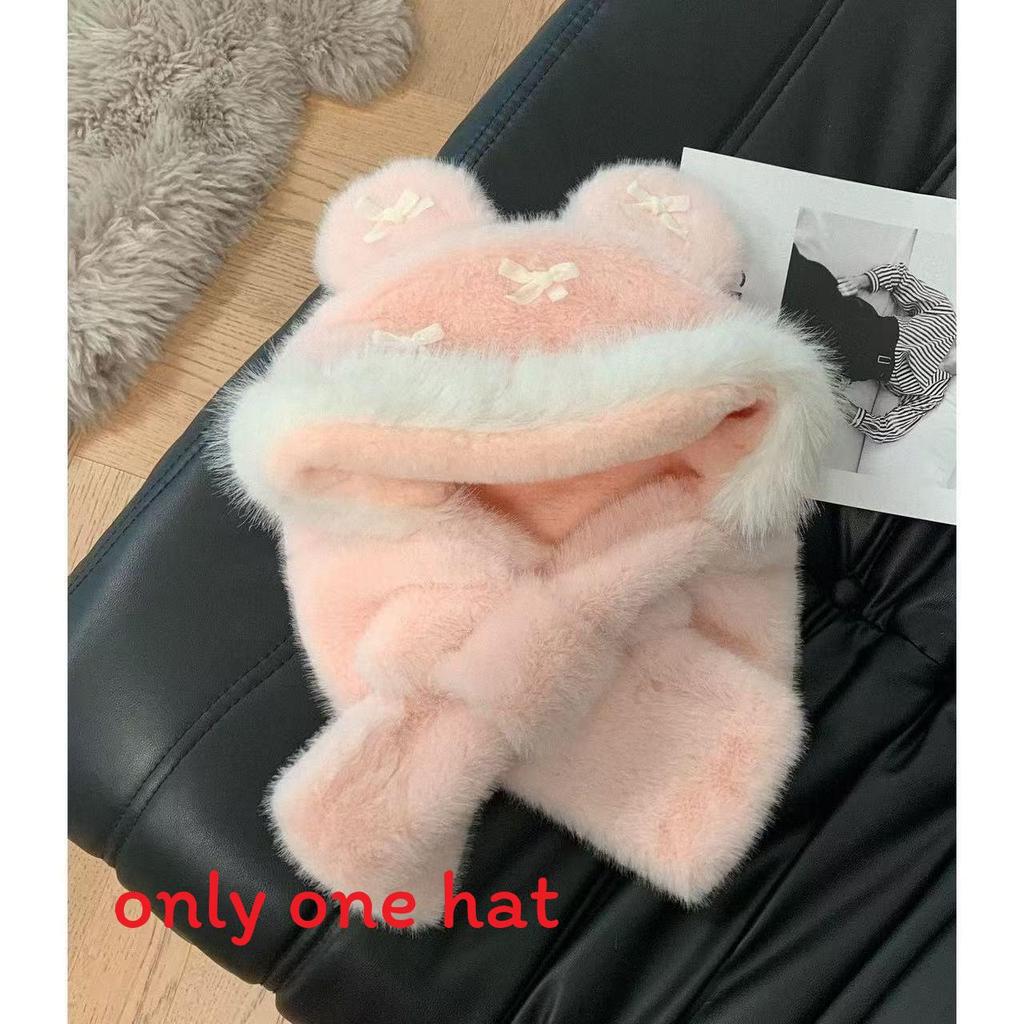 Cute Bunny Earmuff Hat With Embroidery For Autumn And Winter Seasonal Comfort Pink White Edge