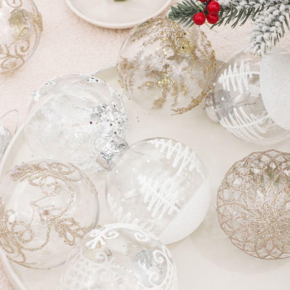 9 stk Gjennomsiktige Malte Julekuler Ornament PET Juletre Anheng Festgaver