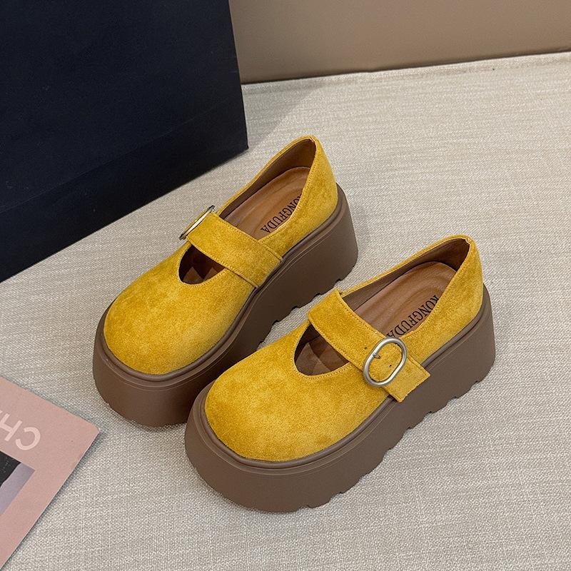 Однопедальные туфли-лодочки повседневные туфли на платформе небольшая прибавка в росте женские лоферы 2025 новые универсальные 40 5186₽