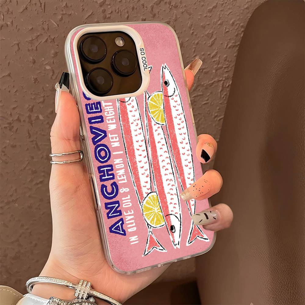 Sardines Fish Art Color Phone Case For IPhone 17 16 15 14 13 12 11 Pro Max Plus Pro Shell
