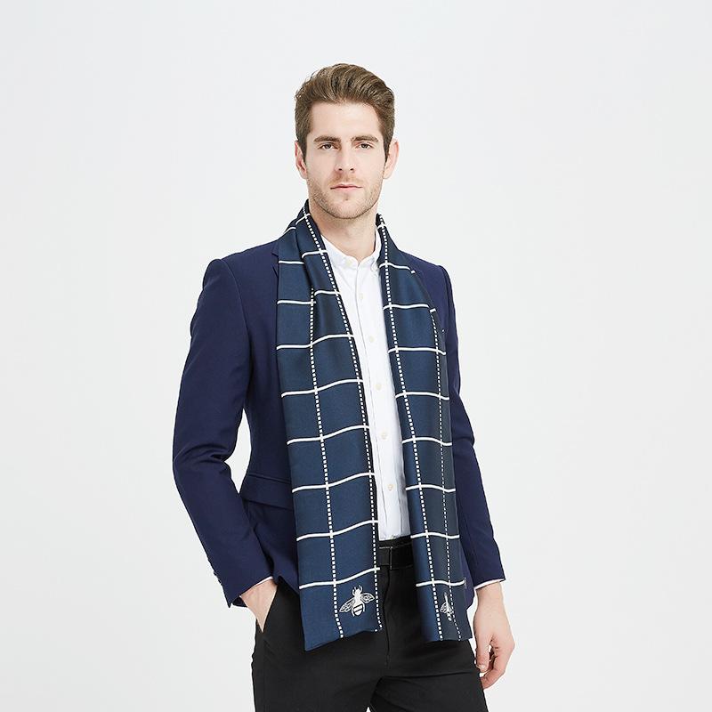 Business Men's Silk Scarf Suit with Silk Double-sided Scarf Winter New Long Scarf Gift Box