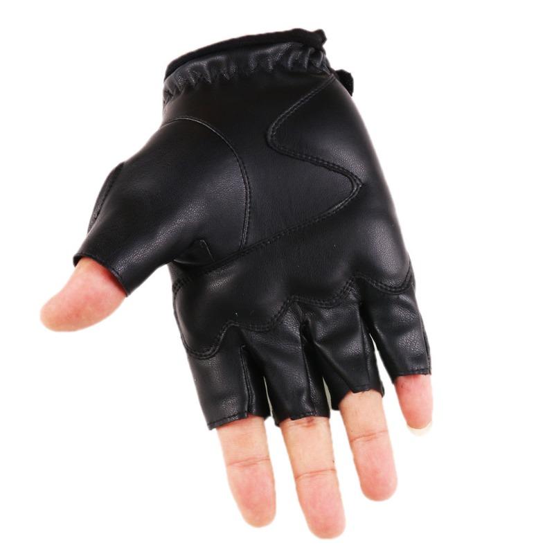 Half Finger Leather Gloves Men and Women Outdoor Fitness Cycling Locomotive Outdoor Shock Absorption Sports Performance Motorcycle Leather Gloves
