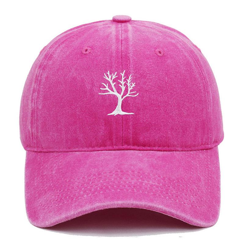 Unisex Cute Tree Embroidery Washed Baseball Cap - New Outdoor Casual Style