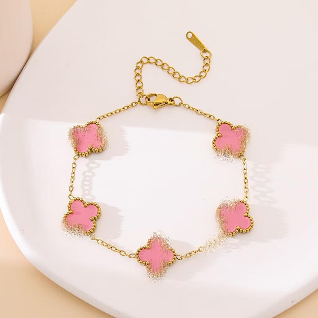13mm Lucky Four-leaf Clover Bracelet Double-sided Titanium Steel 18k Color Preservation Fashionable and Versatile Jewelry