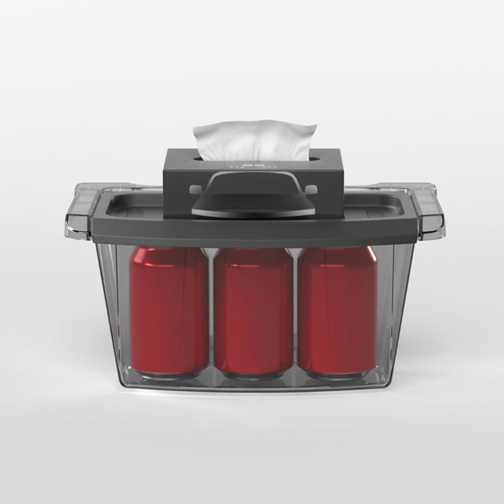 L LIQI Rear Center Console Trash Can for Tesla Model Y ABS Slim Box with Adhesive Black Mini Vent Cleaning Brush (Juniper) 2025-2026 Models, Plastic,