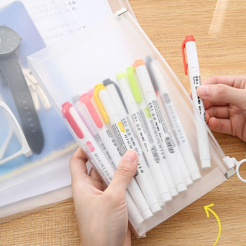 Zipper Design File Bag Transparent Document Folder Multifunctional File Folder  School Office