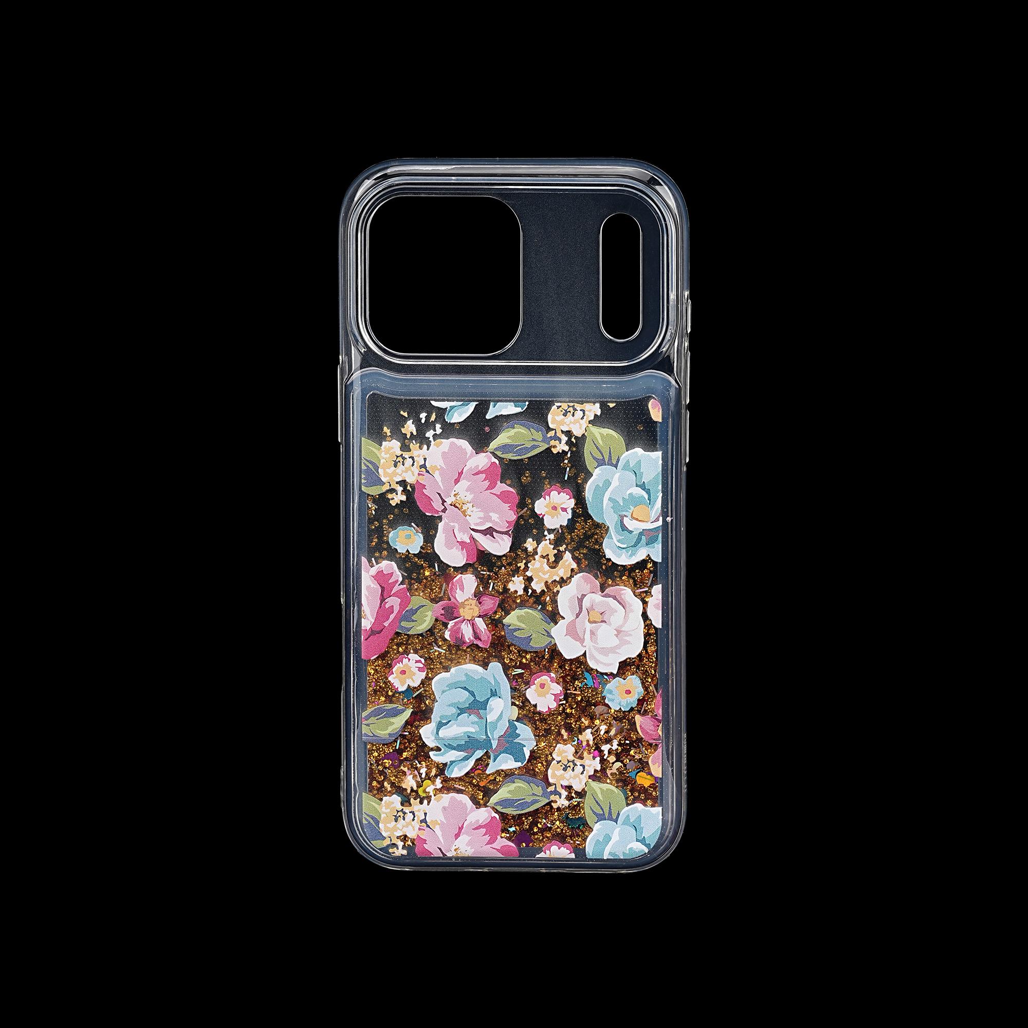 Durable Quicksand Phone Cases PC+TPU Shockproof Liquid Glitter Quicksand Phone case Design Custom Printed Phone Case for iphone Opp Bag&For iPhone 15 золотой