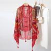 Tassels Sunscreen Scarf Shawl Knot Button National Style Cloak Fashion Cardigan Cape  Outdoor
