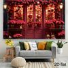 2D Red Rose Door Romantic Backdrop Valentine's Day Couple Photoshoot Background