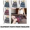 Calções Calças de Elefante Ajustáveis Elástico Cintura Alta Cordão Mulher Estampa Tailândia Casual Streetwear Praia Boémio Retro Vintage Boho