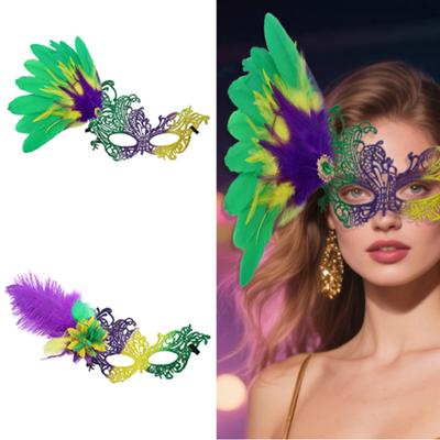 Breathable Feather Lace Masquerades Mask 3 Colors Adjustable Design For Stage Shows Costume Balls