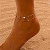 Minimalist Fashion Heart Double Layer Beach Anklet, PerfeAnkletct for Gift Daily Wear