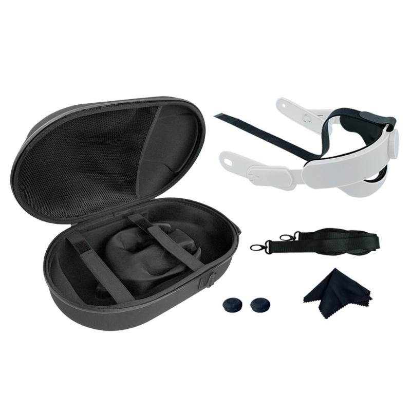 Protective Carrying Case for 3 Headset Accessories Waterproof and Shockproof Bag Pressure Reducing Headband Straps