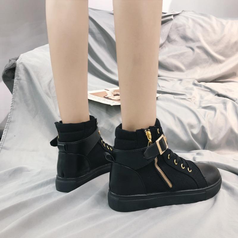 High-top Canva Shoes  Women's Couple Shoes Classic Versatile Preppy Style Fabric Board Vintage Three-times Cured Student