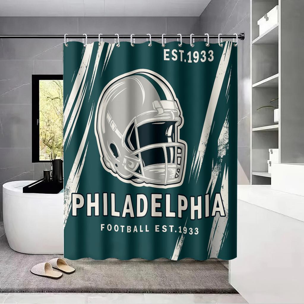 1Pc Baseball Sport Print Waterproof Shower Curtain Shower Partition Privacy Hanging Curtain With 12 Hooks Multiple Sizes