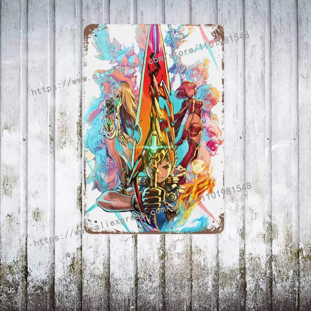 Xenoblade Chronicles 2 Hikari Poster Vintage Tin Sign Metal Sign Decorative Plaque for Pub Bar Man Cave Club Wall Decoration