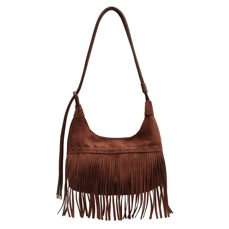 Large capacity bag women's autumn new matte niche design shoulder messenger bag fringed bag
