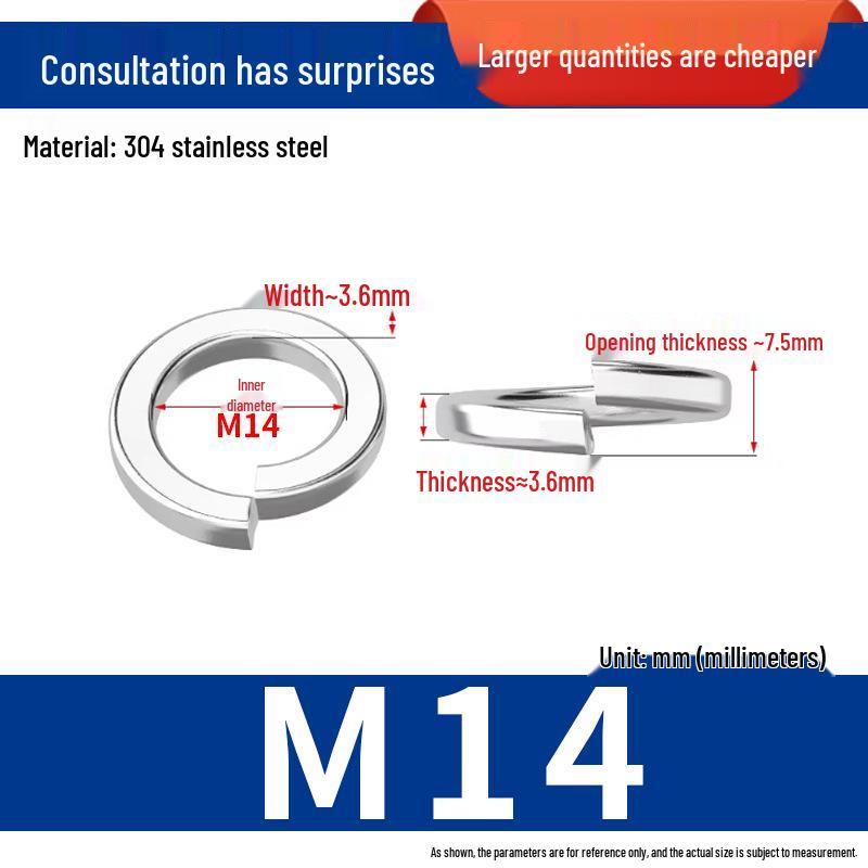 304 Stainless Steel Split Spring Washer Spacer Ring (M3, M5, M6, M8)