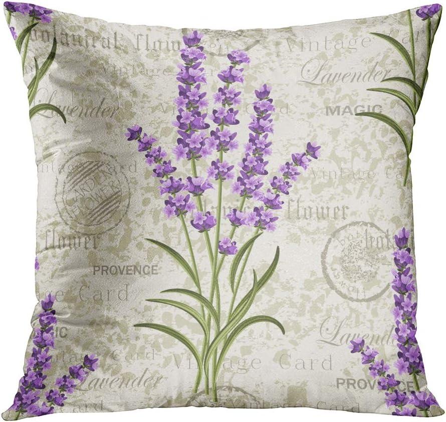 Flowers Lavender Linen Pillowcase Wedding Decorative Pillow Case For Home Pillow Cover 45X45(One Sides)