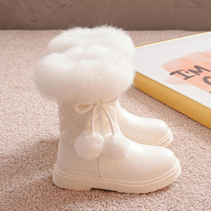 Girls' snow boots, winter children's boots, middle-aged children's plus velvet princess boots, girls' cotton shoes, midsole boots