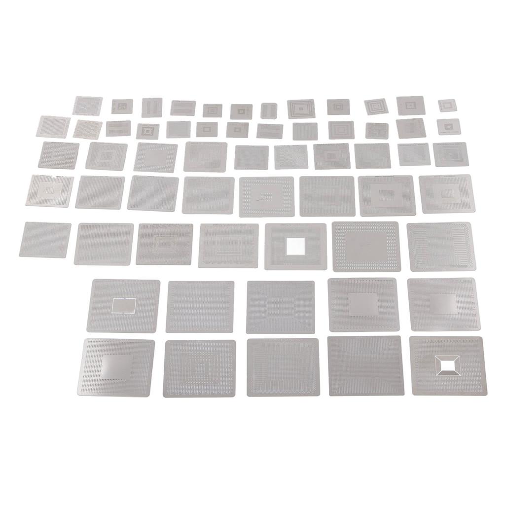 60 Pcs BGA Reballing Stencils 304 Stainless Steel Universal Rework Net Template Kit for Computer