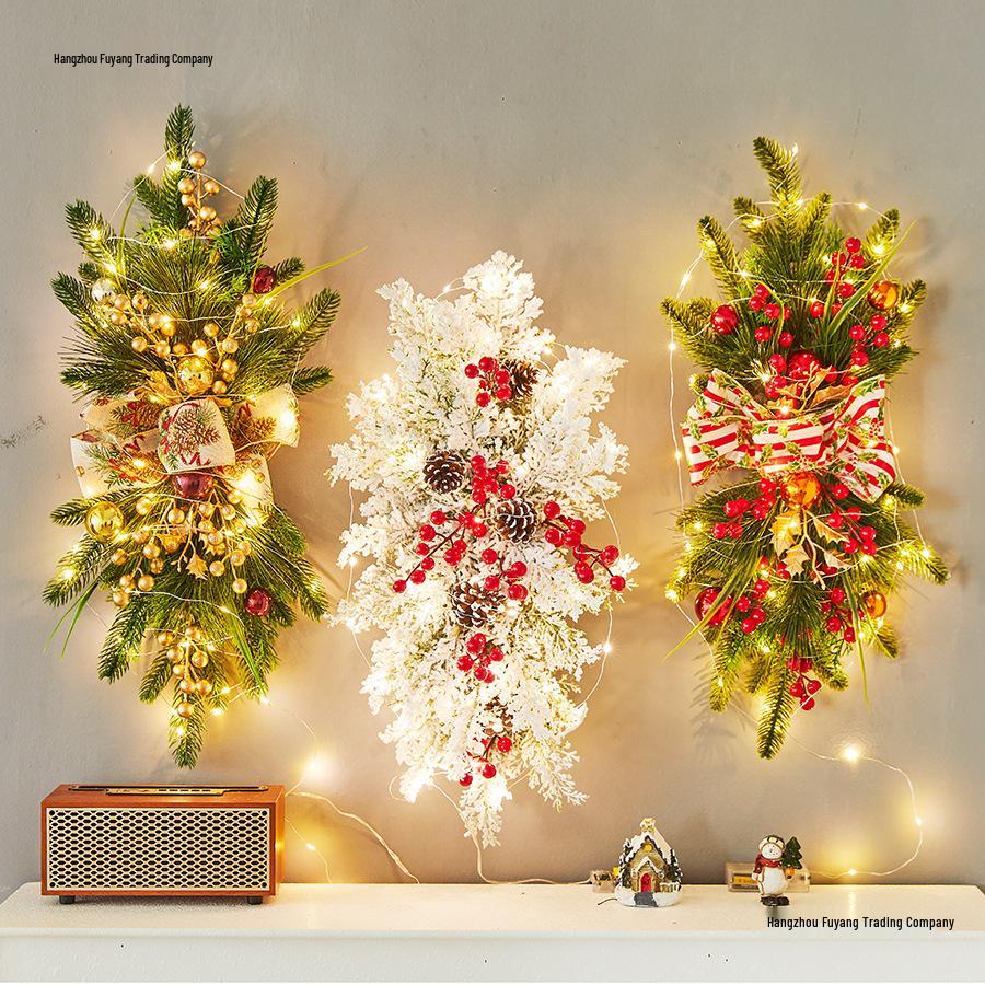 Weihnachtsszene Rattan Treppen- und Türhängekranz Ornament für Kamin, Einkaufszentrum, Hotel