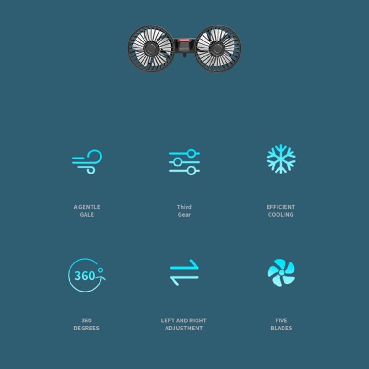 Vehicle Mounted USB Fan Car Dual Head Rotation Cooler Fan Suction Cup Cooler Fan