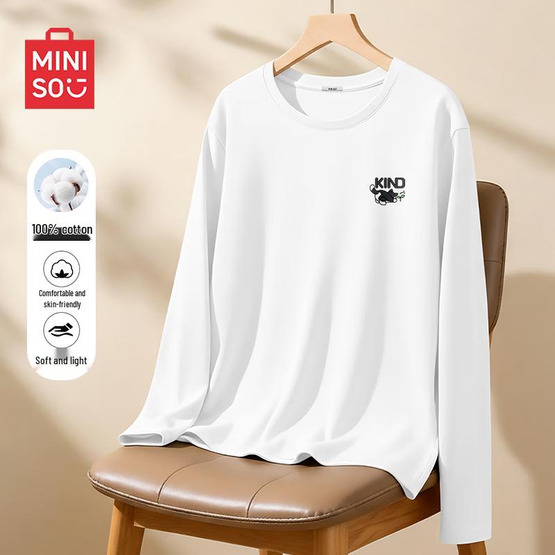 

MINISO Men s Casual Long Sleeve Round Neck T-Shirt 4XL