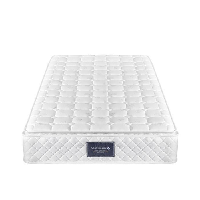 Lit simple - MUVOE - 90x200 cm - Rembourré - Matelas à ressorts - Bleu