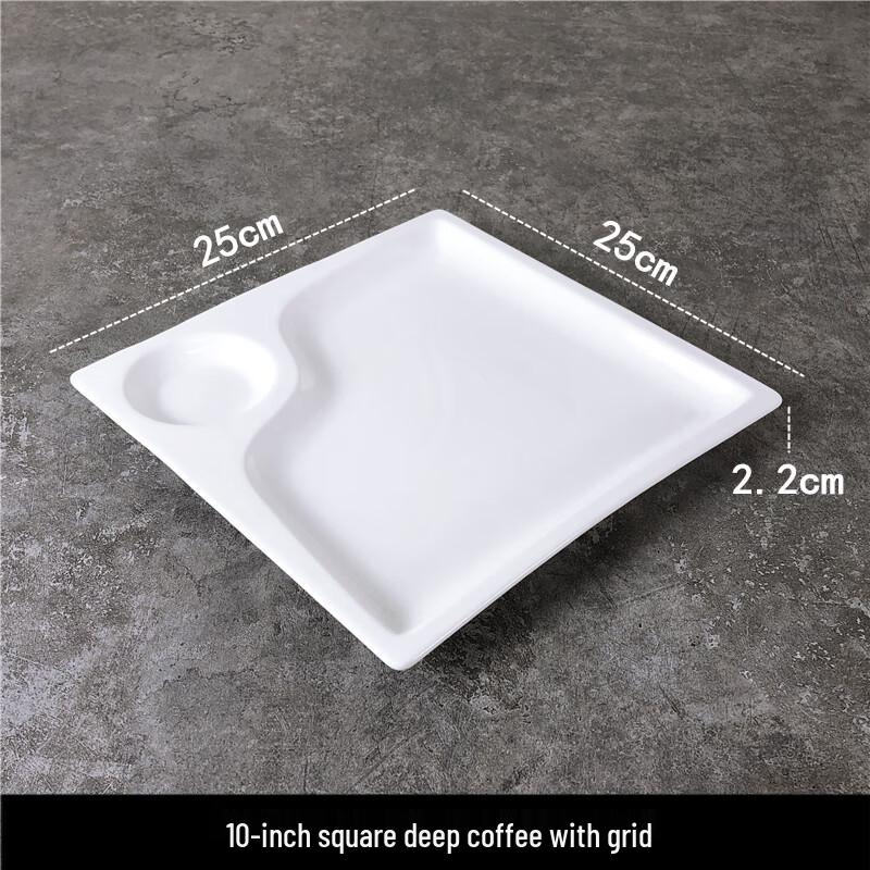 

White Ceramic Dumpling Plate with Sauce Compartment
