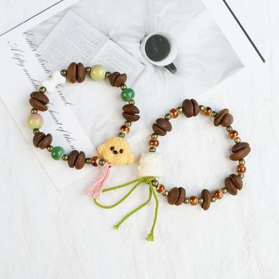Ceramic Awakening Coffee Bean Beaded Bracelet Unique Design Sense Couple Girlfriend Elastic