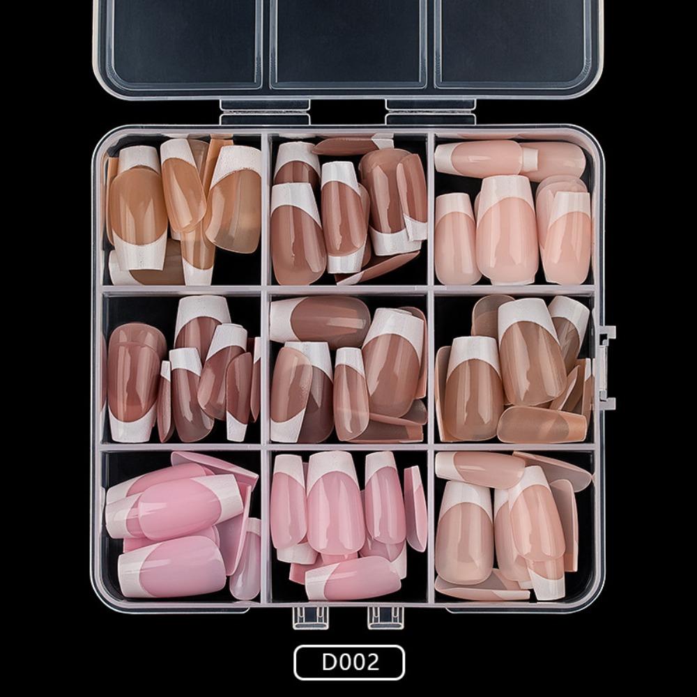 108pcs Mixed Color Fake Nail Almond Coffin Press On Nails New French False Nail  DIY