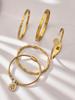 18k Gold-Plated Zircon Bamboo Bracelet Set: Geometric, European & American Style