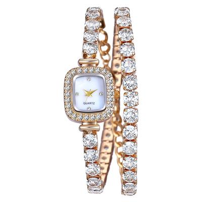 Bracelet Watch with Analog Display and Waterproof Cute and Stylish Sparkling Diamond Square Quartz Fashionable Accessory for Women Perfect Gift for