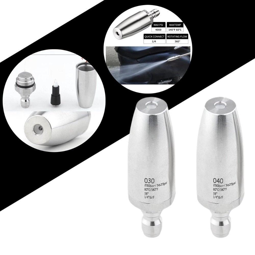 Durable Rotating Nozzle Stainless Steel 1/4 Quick Connect Pressure Washer Tips 3625 PSI Spray Head for Cleaning Brick Concrete