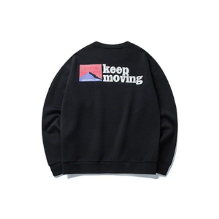 Anta Tištěná mikina s kulatým výstřihem a dlouhým rukávem Unisex mikina Černá 152218710-2