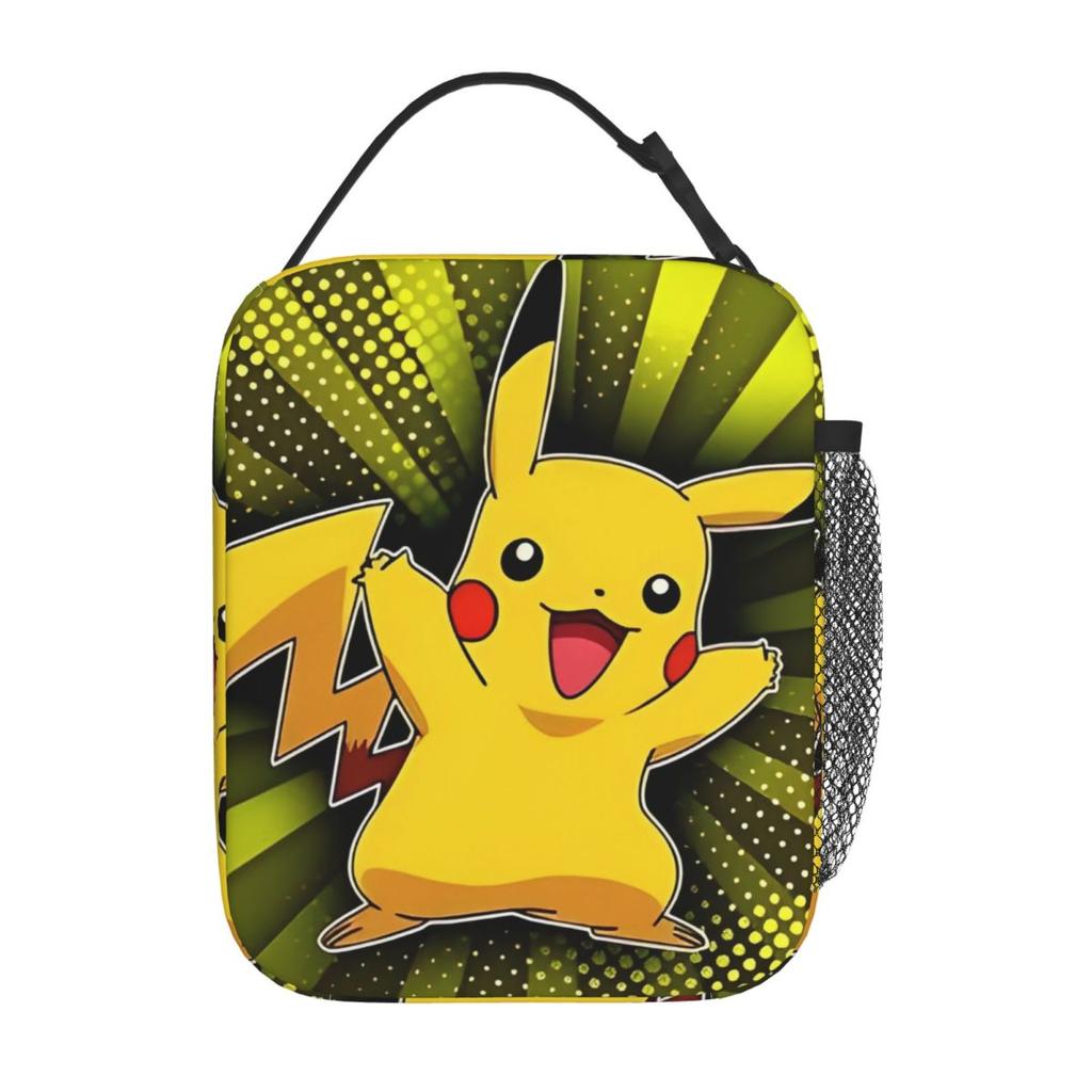 Pokemoned Pikachu Anime Cartoon Insulated Lunch Bags Large Meal Container Cooler Bag Tote Lunch Box School Outdoor Bento Pouch