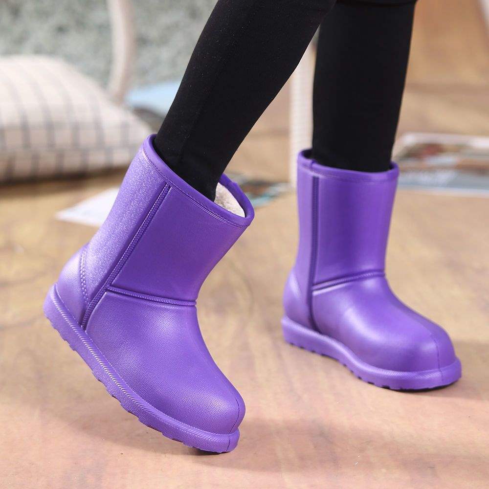 Winter rain shoes fleece cold-proof men's medium tube antifreeze rain boots women's high water boots four seasons non-slip waterproof four seasons 