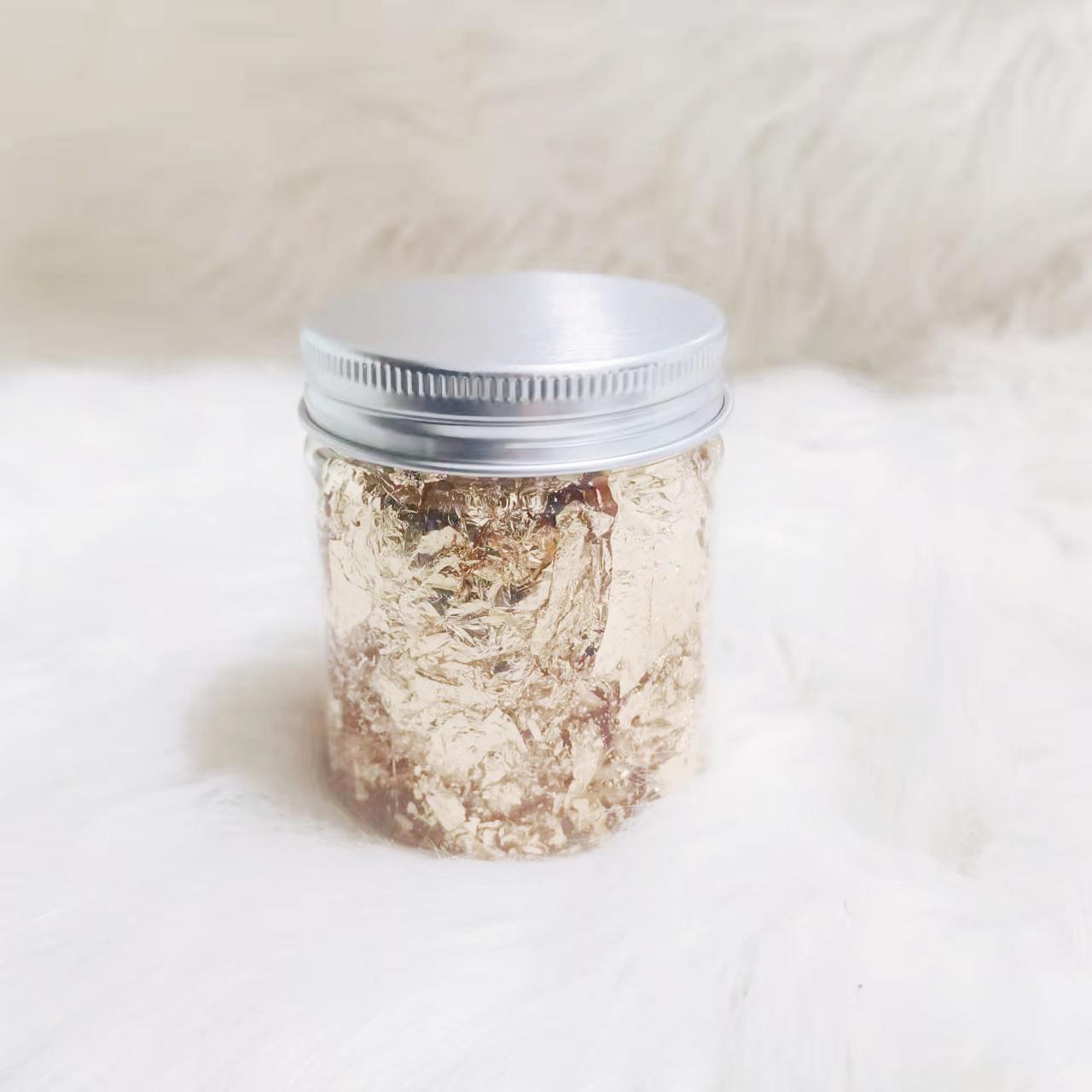 Gold Leaf Flakes Foil Paper Decoration, Aluminum Lid, 3g Custom Color