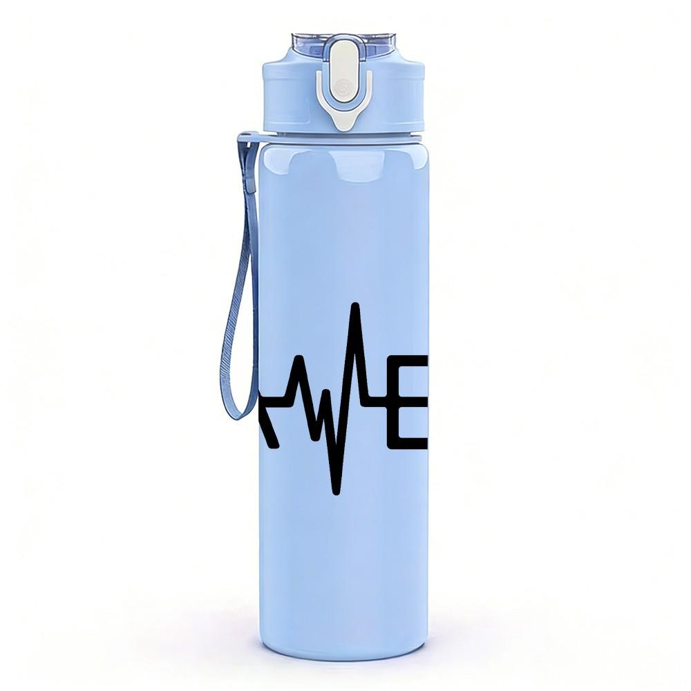 1PC Gamer Text Typography 750ml Color Plastic Sports Water Bottle Leakproof Flip Straw Lid Suitable for Sports Office Home Use