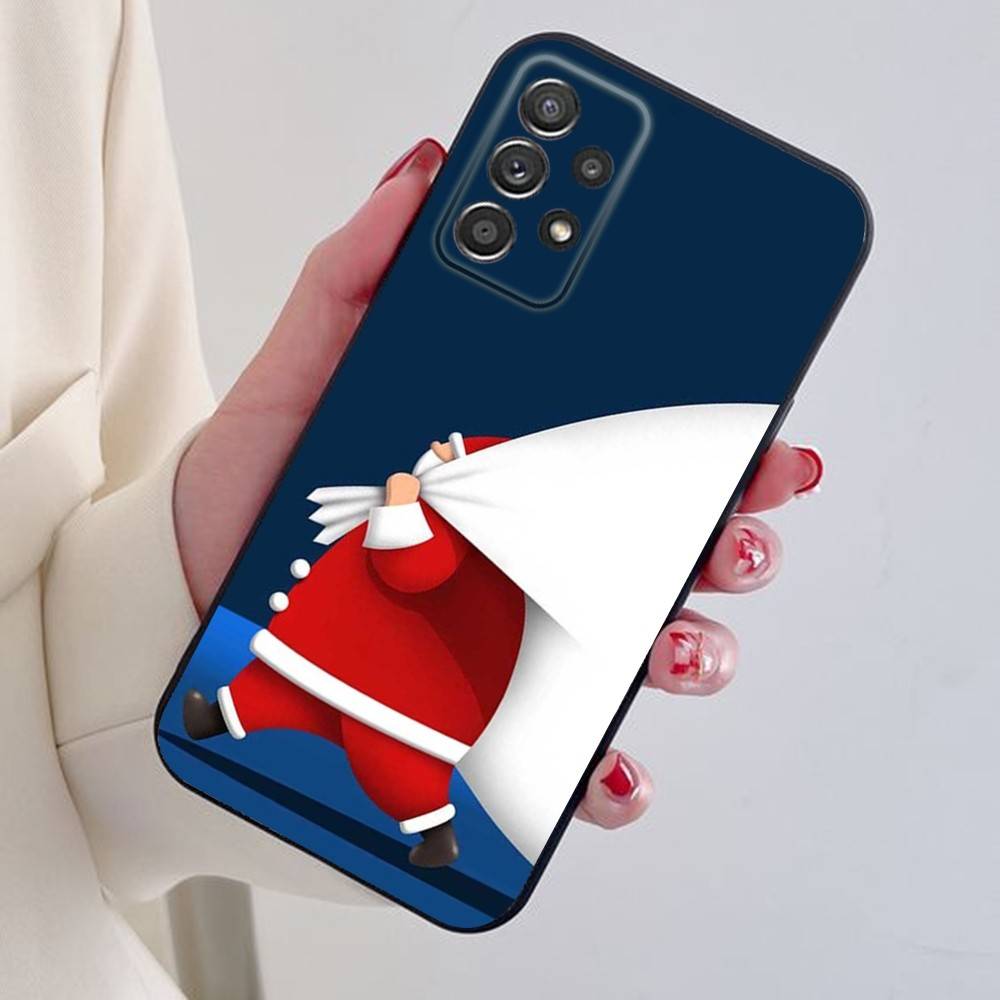 New Year Gift Cartoon Christmas Silicone Phone Case For Samsung S24,21,22,23,30,Ultra,20,Plus,Note,10,9,Black Soft Silicone Case