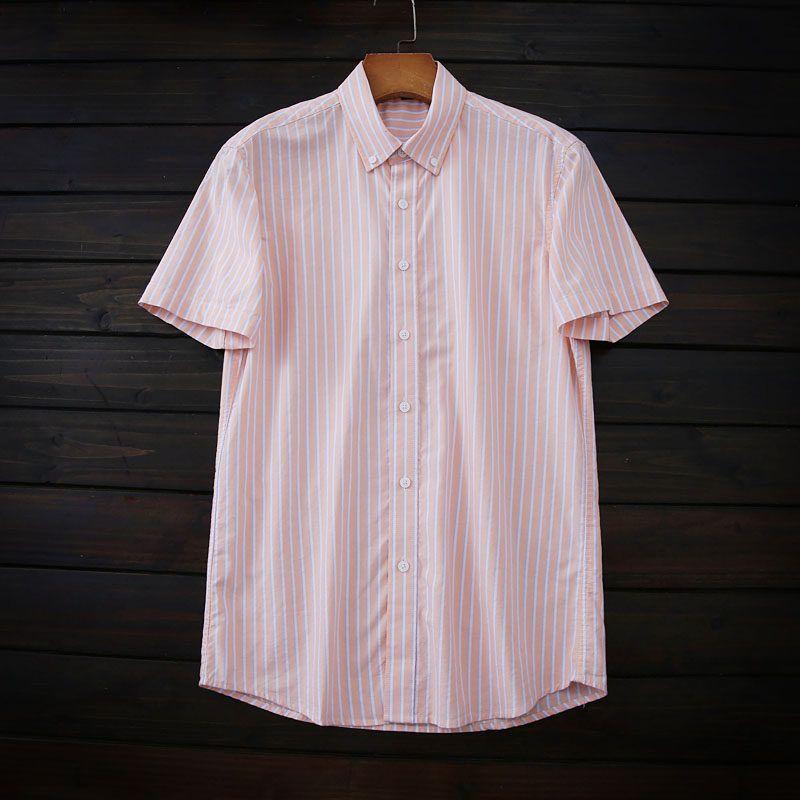 Nature Enzyme Washed 100/Cotton Export Factory Tail Order Men Summer Casual Stripes Short Sleeve Shirt Shirt