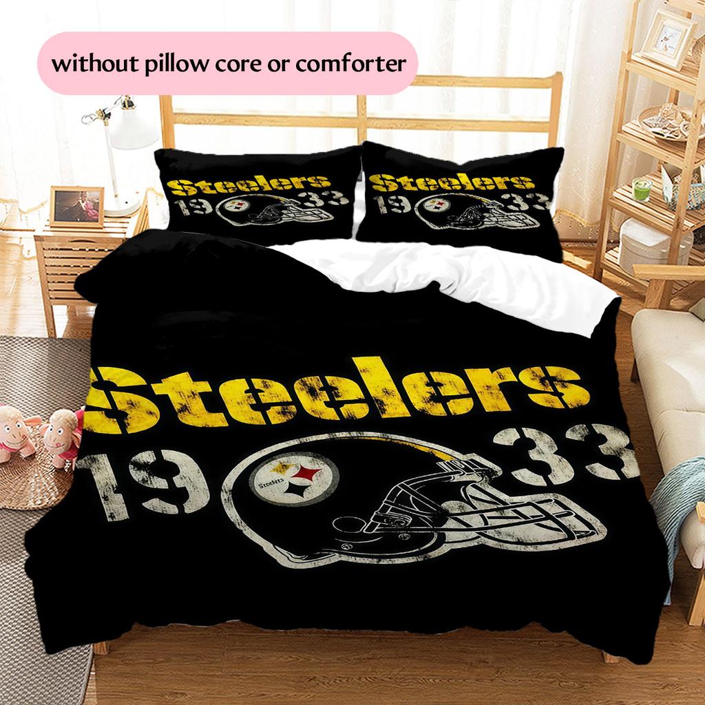 Pittsburgh Steelers Pattern Bedding Home Decoration Birthday Gift ( 1 Duvet Cover + 2 Pillowcase, Without Core),fan Merchandise.