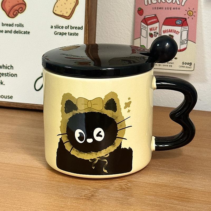 Cute Cup Ceramic Cup with Lid Cartoon Gift Water Cup High Looking Souvenir Creative Personalized Mug Cat