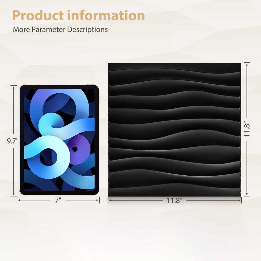 3D Wall Panels PVC Wave Design,11.8" X 11.8" Wall Panels Brick Wallpaper Waterproof for Interior Living Room Bedroom Decor